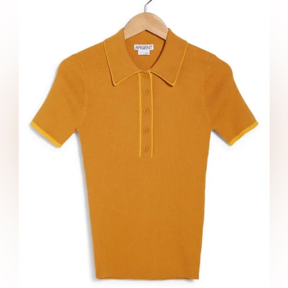 ARGENT Colorway Shortsleeve Polo Sweater in Merino Wool - Picture 2 of 8